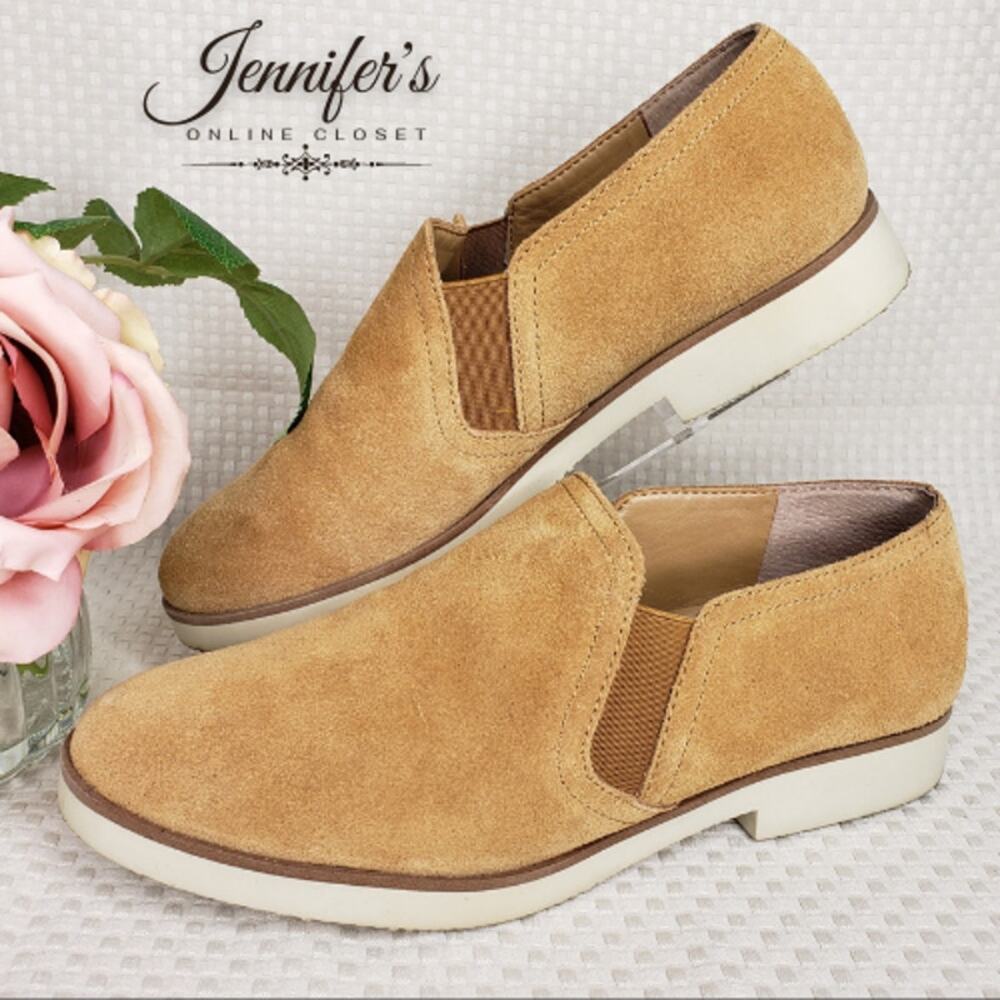 Franco Sarto Lingo Camel Suede Slip On Loafers Size 6.5